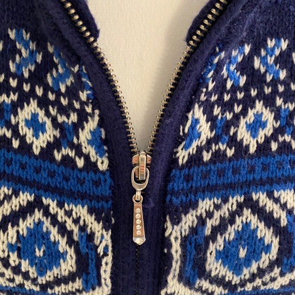 Northern Reflections Fair Isle Zip-Up Sweater – Women’s XL – Navy Blue - Picture 4 of 8